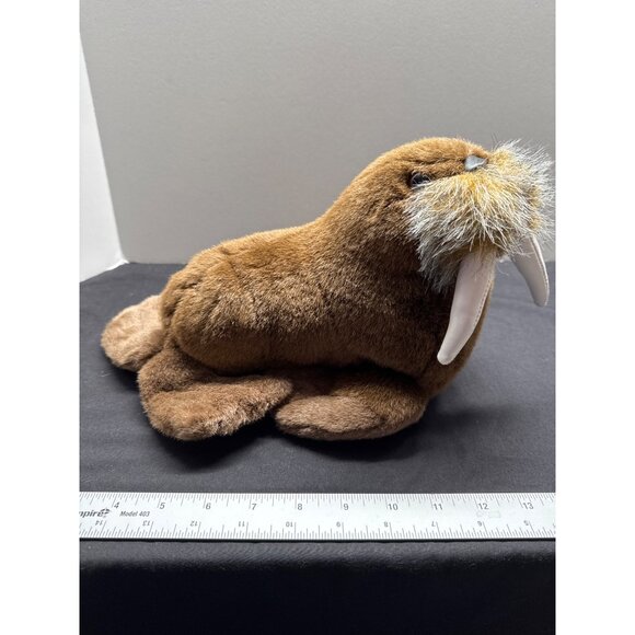 Plush Walrus Stuffed Animal Toy 13" Realistic Design Soft Huggable Brown & White - Picture 1 of 9